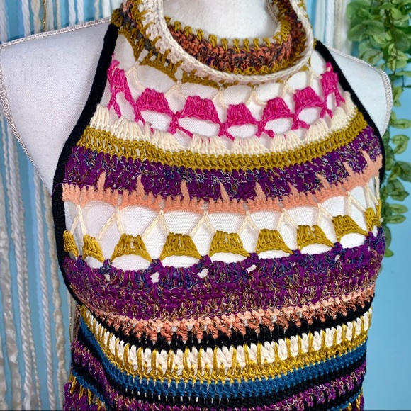 NWT Free People Crochet Cowl Neck Sweater Tank M - Picture 2 of 6